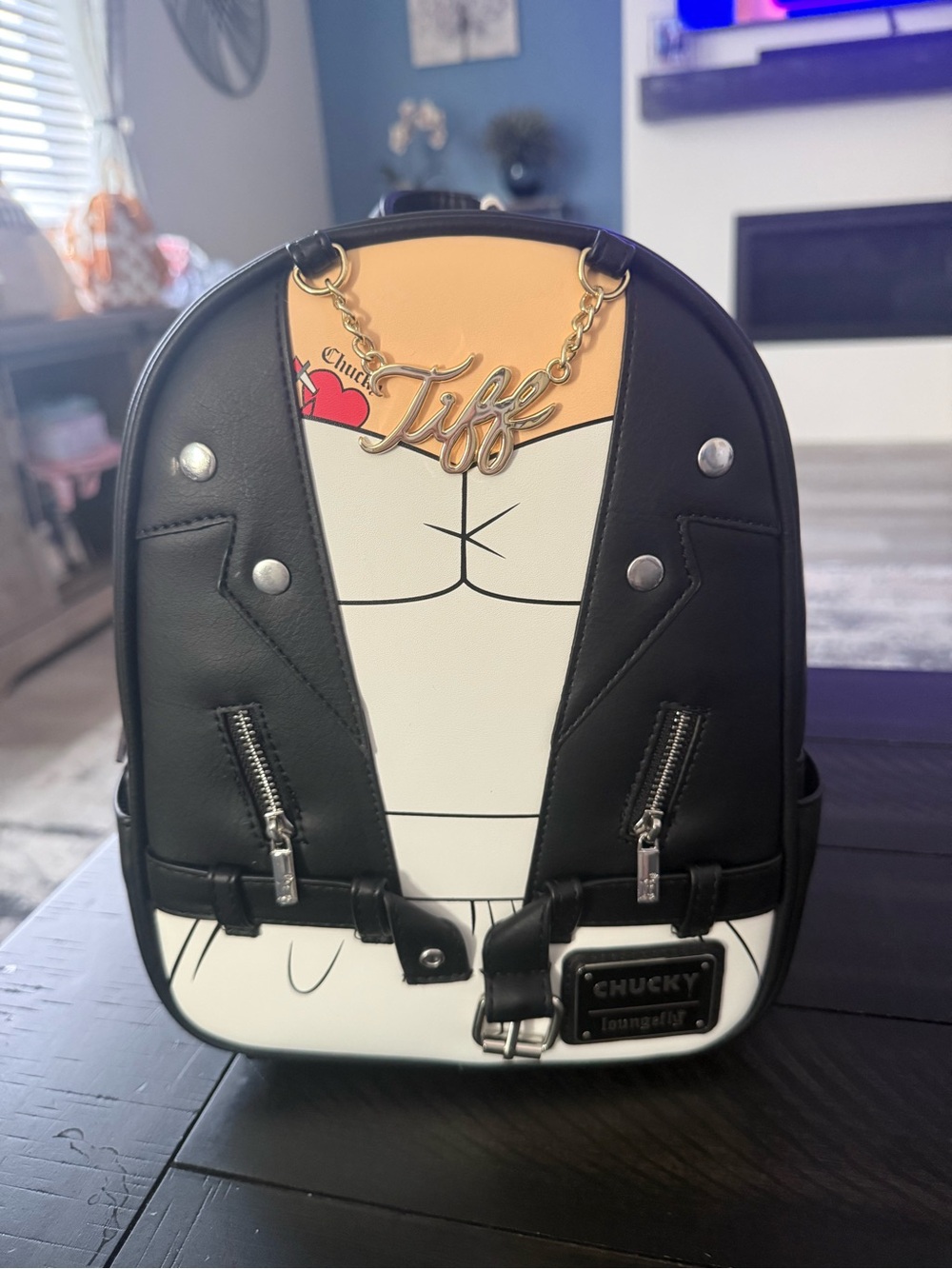 NWT Chucky x Loungefly Black & White Mini Backpack with 'Tiff' Charm